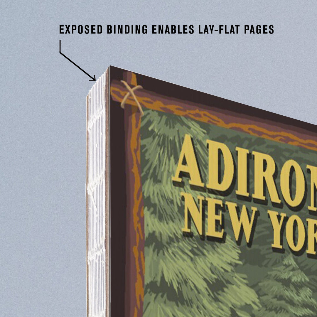 Lined 6x9 Journal, Adirondacks, New York, Black Bear in Forest, Lay Flat, 193 Pages, FSC paper Home Lantern Press