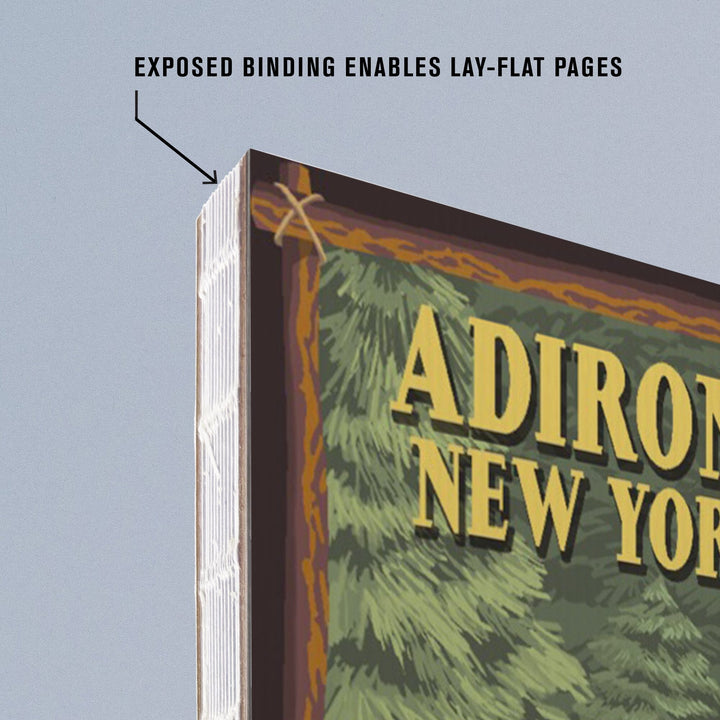 Lined 6x9 Journal, Adirondacks, New York, Black Bear in Forest, Lay Flat, 193 Pages, FSC paper Home Lantern Press