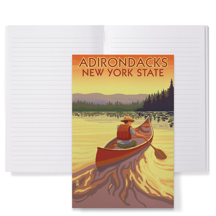 Lined 6x9 Journal, Adirondacks, New York, Canoe Scene, Lay Flat, 193 Pages, FSC paper Home Lantern Press