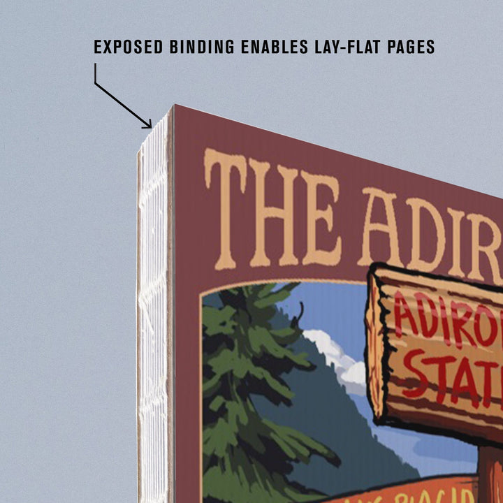 Lined 6x9 Journal, Adirondacks, New York, Destination Signpost, Lay Flat, 193 Pages, FSC paper Home Lantern Press