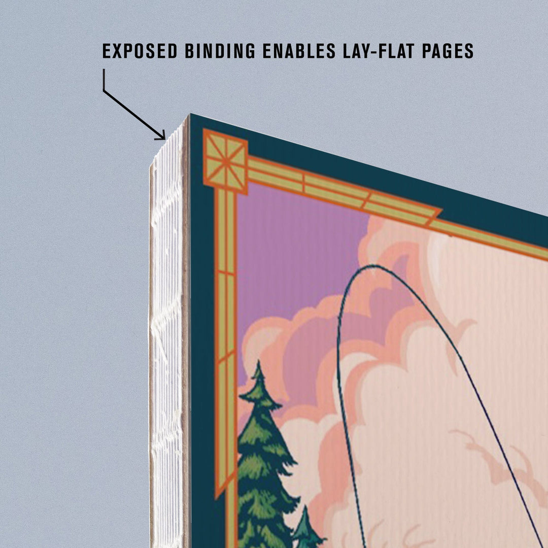 Lined 6x9 Journal, Adirondacks, New York, Fly Fisherman, Lay Flat, 193 Pages, FSC paper Home Lantern Press