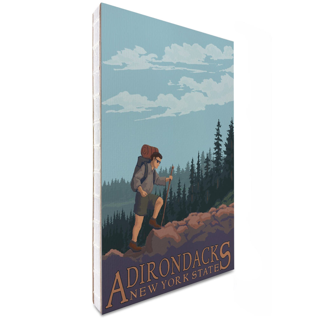 Lined 6x9 Journal, Adirondacks, New York, Hiker on Mountain, Lay Flat, 193 Pages, FSC paper Home Lantern Press