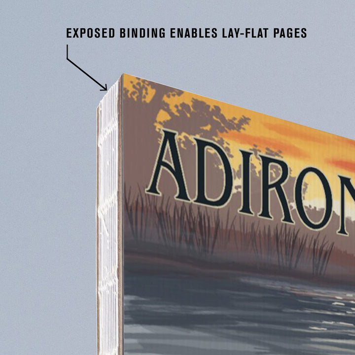 Lined 6x9 Journal, Adirondacks, New York, Loons at Sunset, Lay Flat, 193 Pages, FSC paper Home Lantern Press