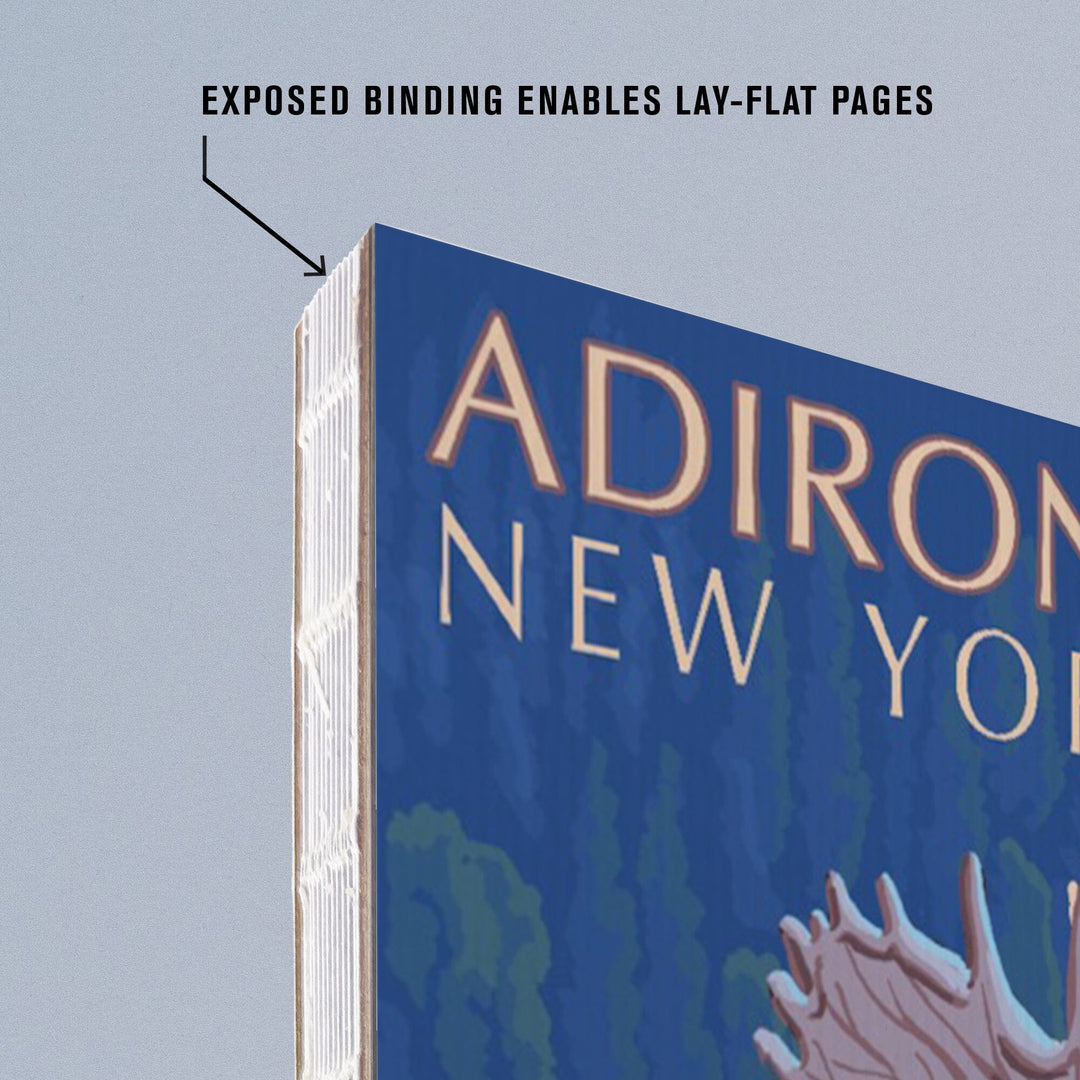 Lined 6x9 Journal, Adirondacks, New York, Moose at Night, Lay Flat, 193 Pages, FSC paper Home Lantern Press