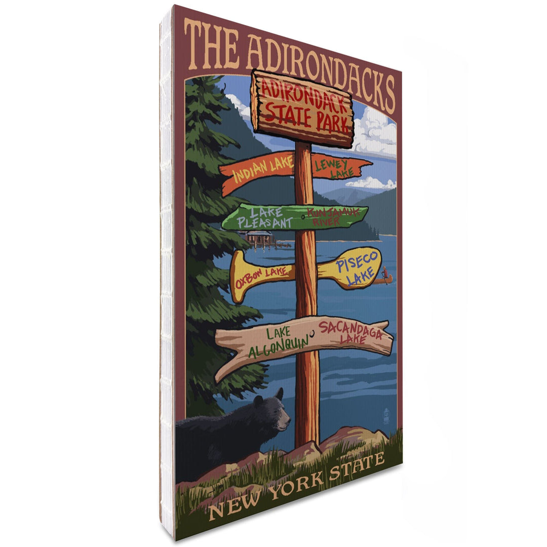 Lined 6x9 Journal, Adirondacks State Park, New York, Destination Signpost, Lay Flat, 193 Pages, FSC paper Home Lantern Press