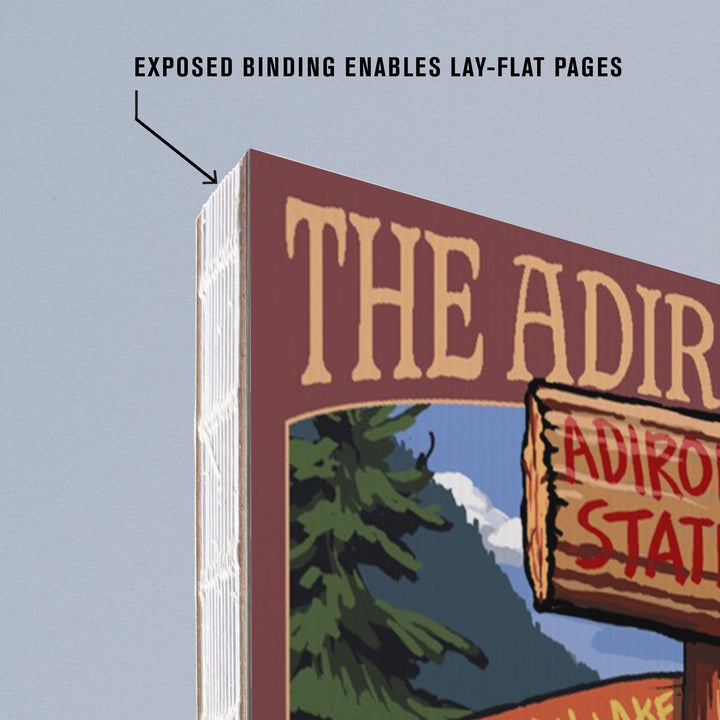 Lined 6x9 Journal, Adirondacks State Park, New York, Destination Signpost, Lay Flat, 193 Pages, FSC paper Home Lantern Press