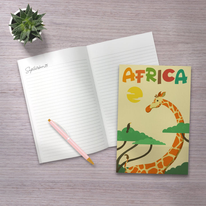 Lined 6x9 Journal, Africa, Giraffe, Playful Vector, Lay Flat, 193 Pages, FSC paper Home Lantern Press