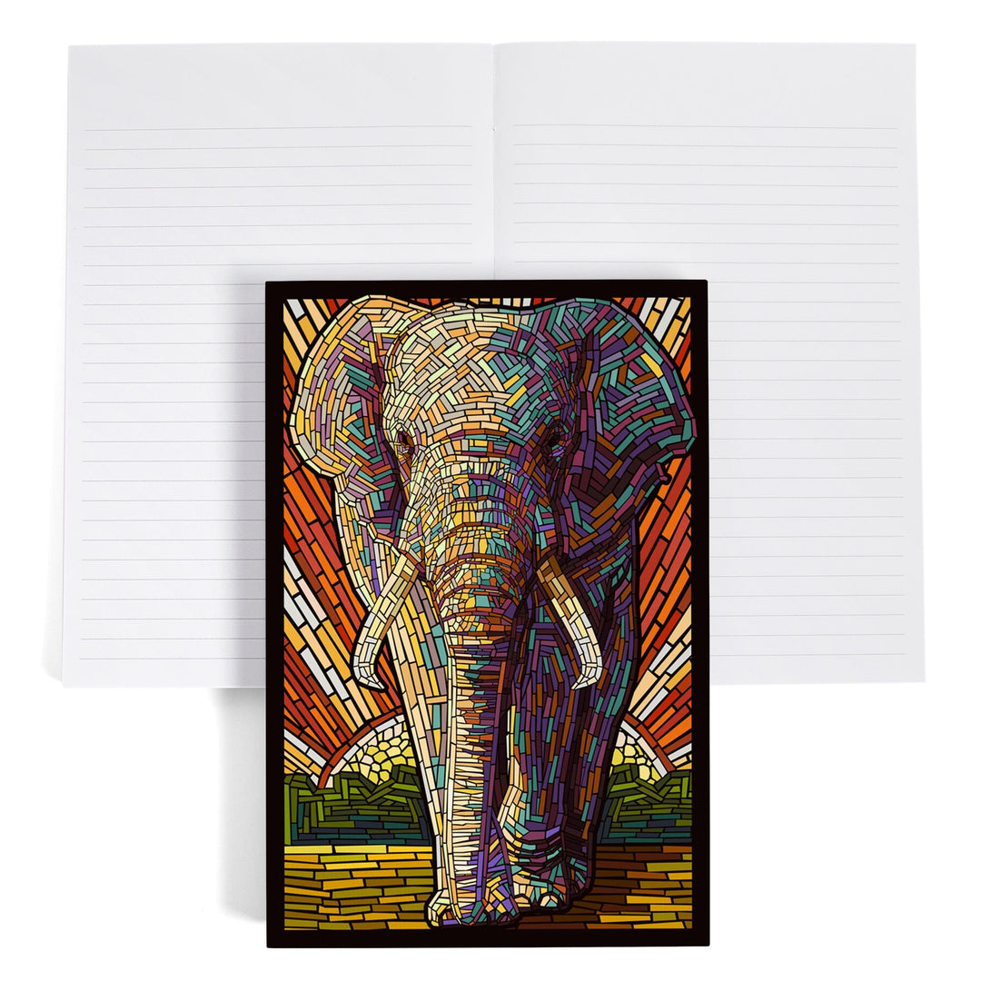 Lined 6x9 Journal, African Elephant, Paper Mosaic, Lay Flat, 193 Pages, FSC paper Home Lantern Press