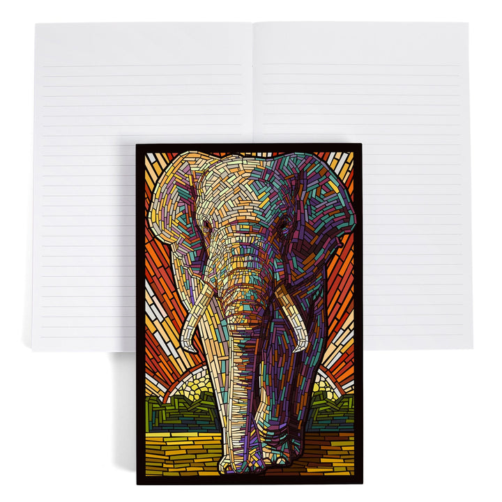 Lined 6x9 Journal, African Elephant, Paper Mosaic, Lay Flat, 193 Pages, FSC paper Home Lantern Press