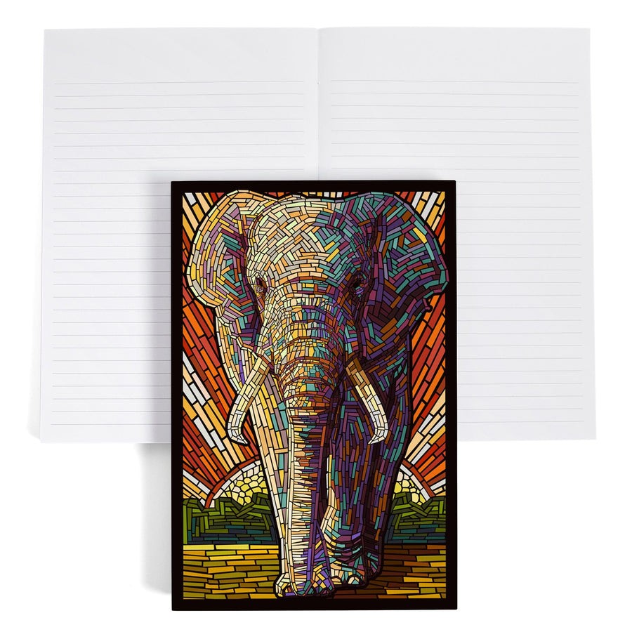 Lined 6x9 Journal, African Elephant, Paper Mosaic, Lay Flat, 193 Pages, FSC paper Home Lantern Press