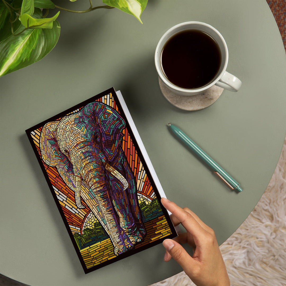 Lined 6x9 Journal, African Elephant, Paper Mosaic, Lay Flat, 193 Pages, FSC paper Home Lantern Press