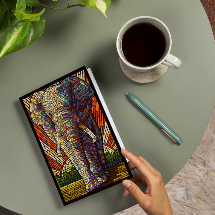 Lined 6x9 Journal, African Elephant, Paper Mosaic, Lay Flat, 193 Pages, FSC paper Home Lantern Press