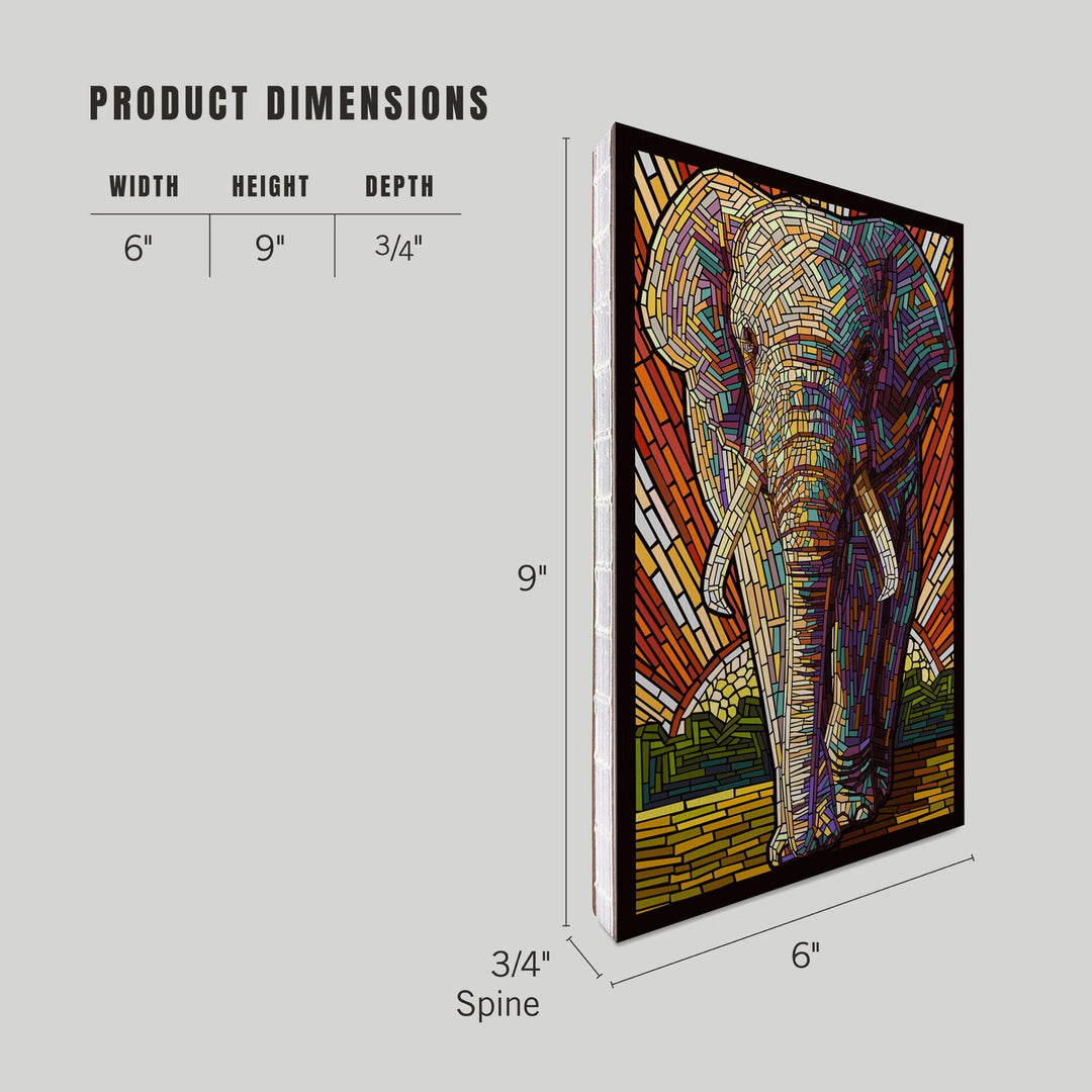 Lined 6x9 Journal, African Elephant, Paper Mosaic, Lay Flat, 193 Pages, FSC paper Home Lantern Press