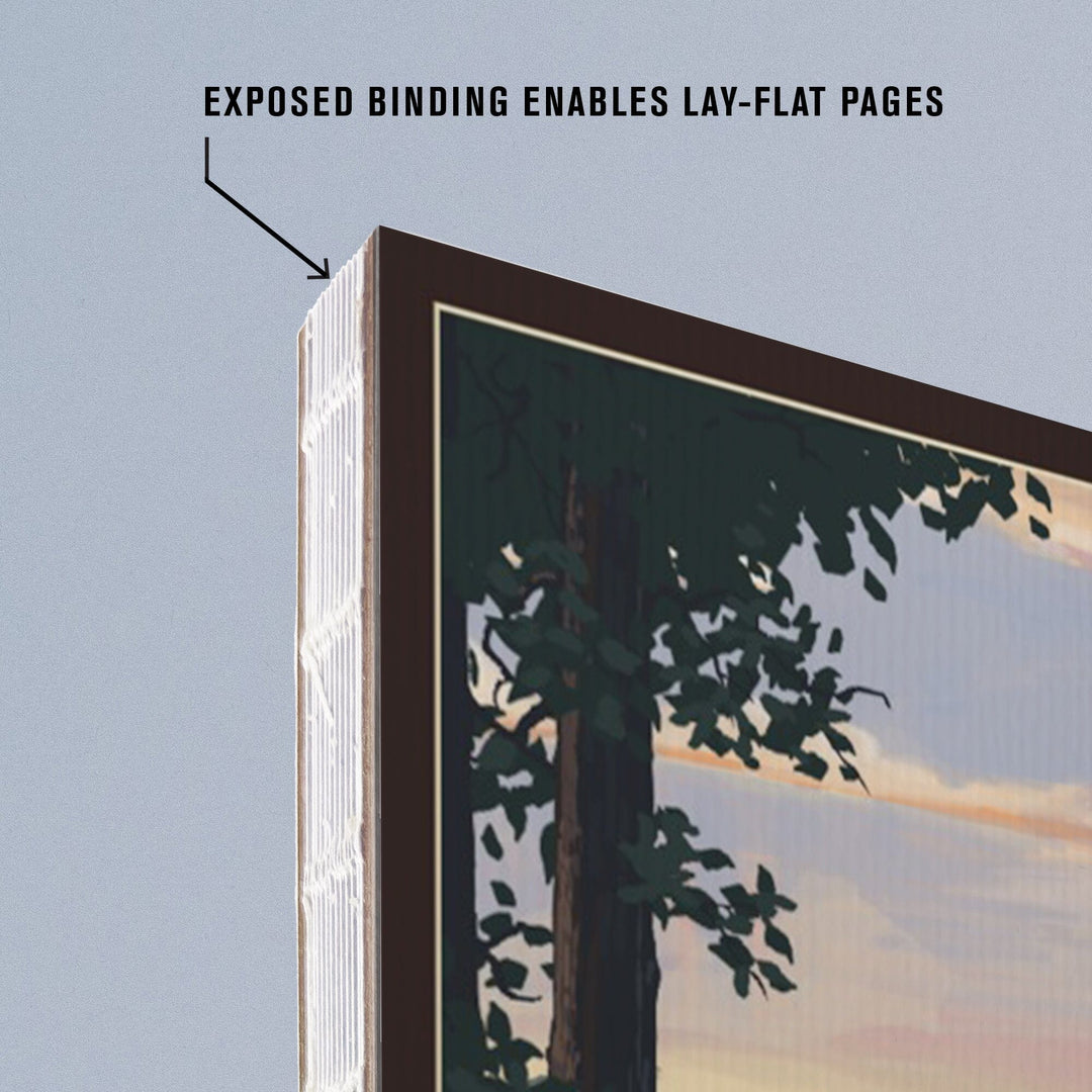 Lined 6x9 Journal, Alabama, Deer and Sunrise, Lay Flat, 193 Pages, FSC paper Home Lantern Press