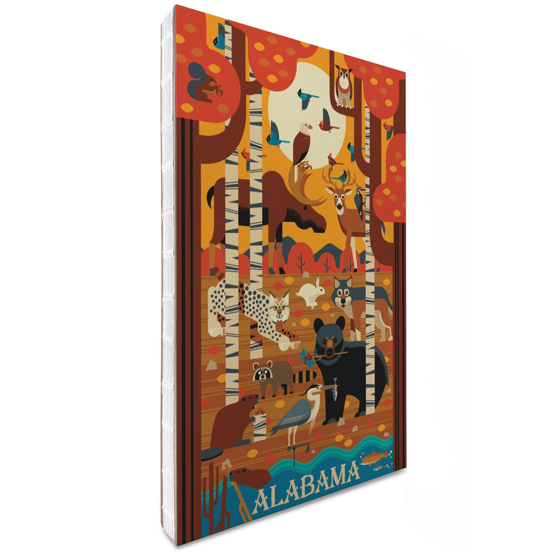 Lined 6x9 Journal, Alabama, Woodland Forest Animals, Fall, Geometric, Lay Flat, 193 Pages, FSC paper Home Lantern Press