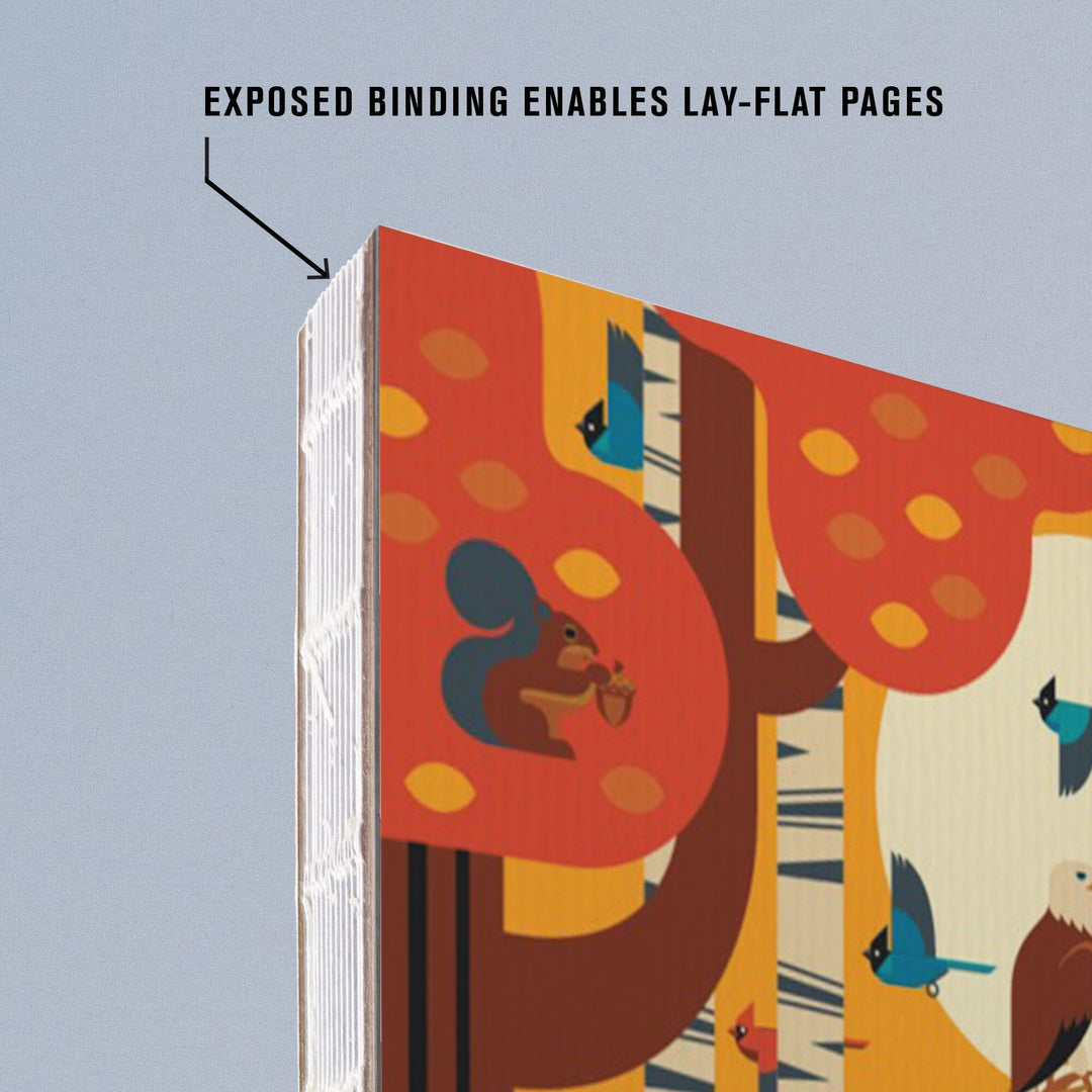 Lined 6x9 Journal, Alabama, Woodland Forest Animals, Fall, Geometric, Lay Flat, 193 Pages, FSC paper Home Lantern Press