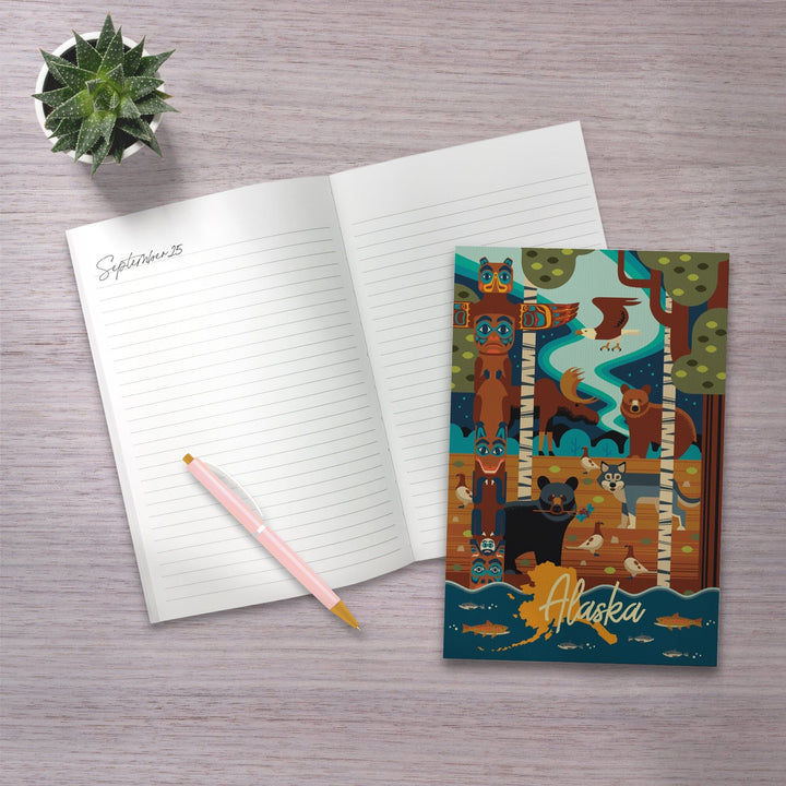 Lined 6x9 Journal, Alaska, Animals, Geometric, Lay Flat, 193 Pages, FSC paper Home Lantern Press