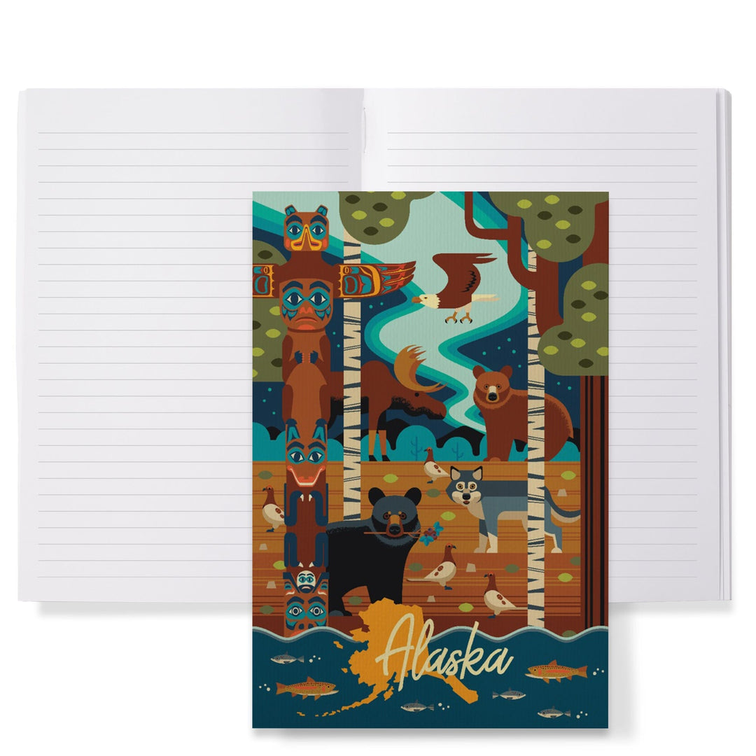 Lined 6x9 Journal, Alaska, Animals, Geometric, Lay Flat, 193 Pages, FSC paper Home Lantern Press