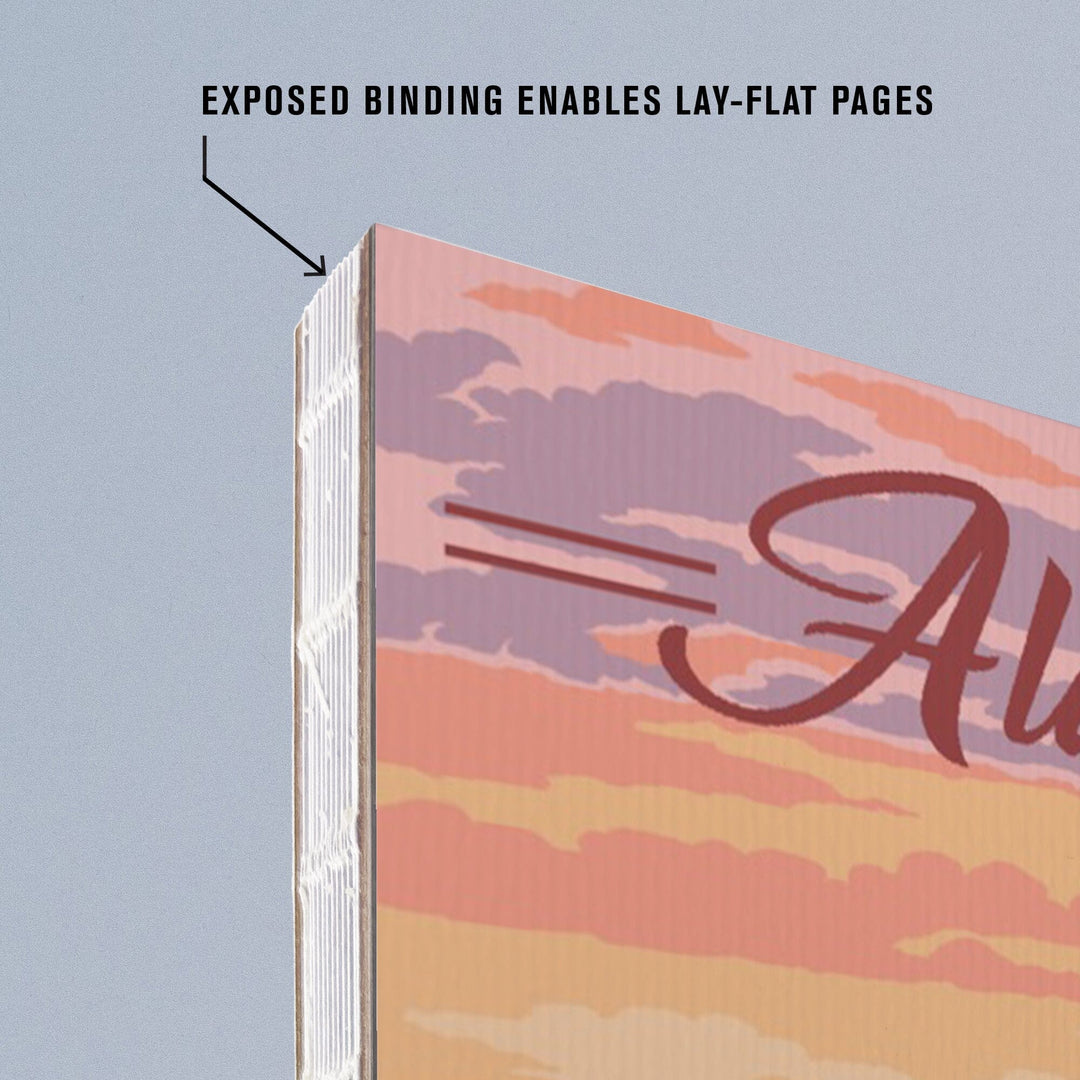 Lined 6x9 Journal, Alaska, Bear and Spring Flowers, Cruise Ship, Lay Flat, 193 Pages, FSC paper Home Lantern Press