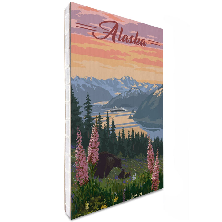 Lined 6x9 Journal, Alaska, Bear and Spring Flowers, Cruise Ship, Lay Flat, 193 Pages, FSC paper Home Lantern Press