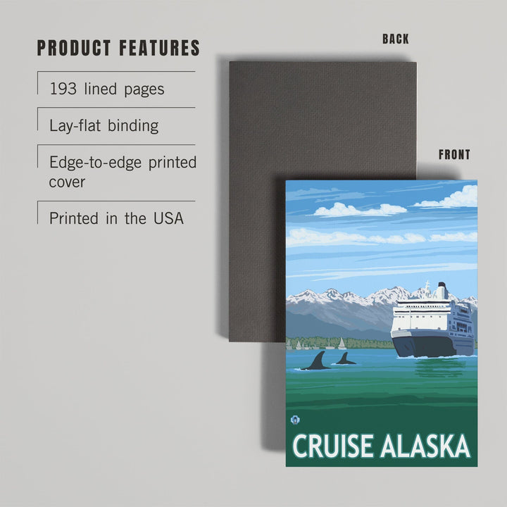 Lined 6x9 Journal, Alaska, Cruise Ship and Whales, Lay Flat, 193 Pages, FSC paper Home Lantern Press