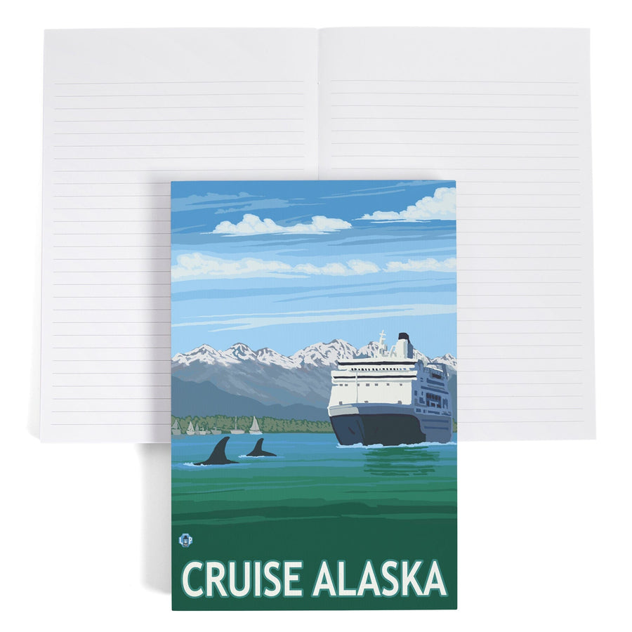 Lined 6x9 Journal, Alaska, Cruise Ship and Whales, Lay Flat, 193 Pages, FSC paper Home Lantern Press