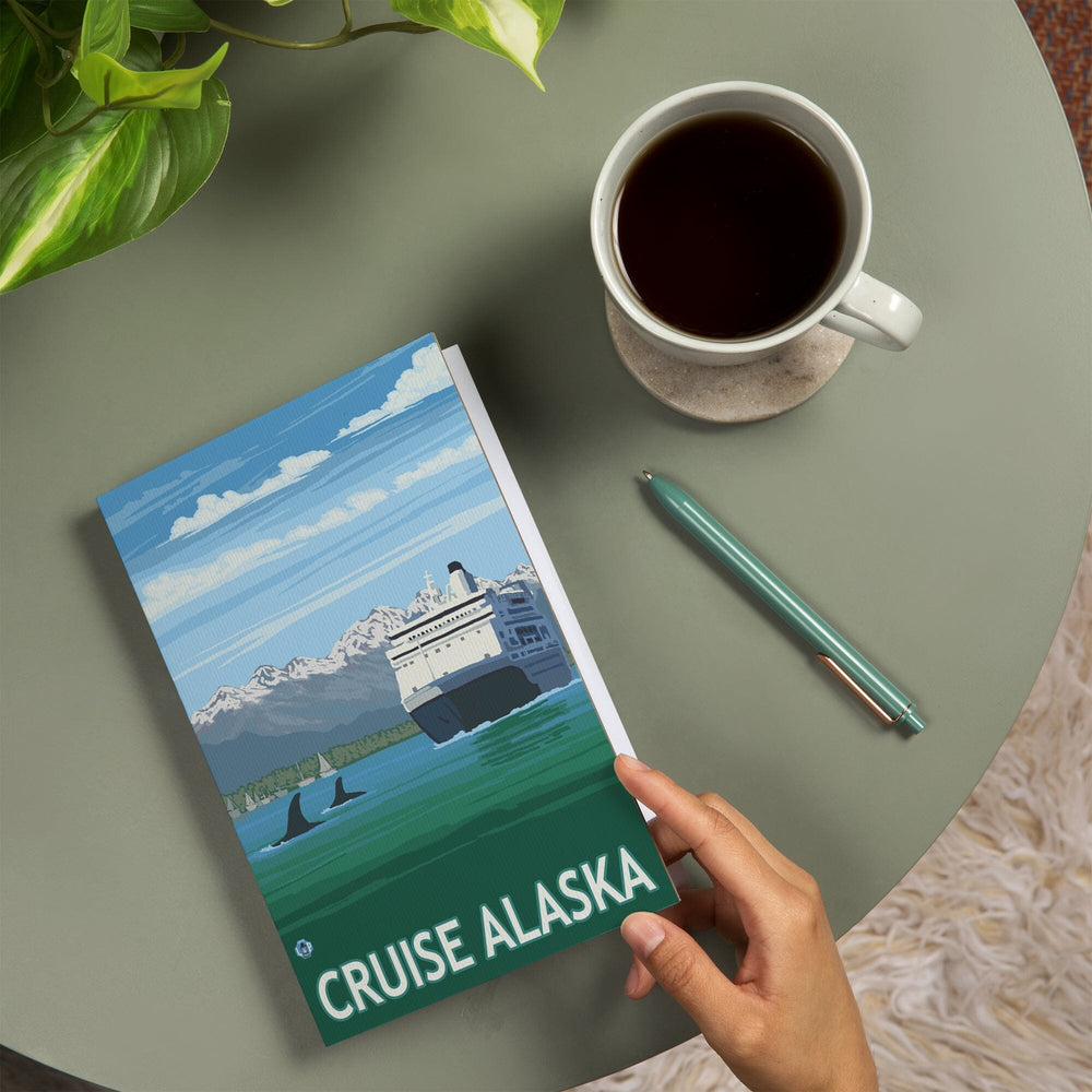 Lined 6x9 Journal, Alaska, Cruise Ship and Whales, Lay Flat, 193 Pages, FSC paper Home Lantern Press