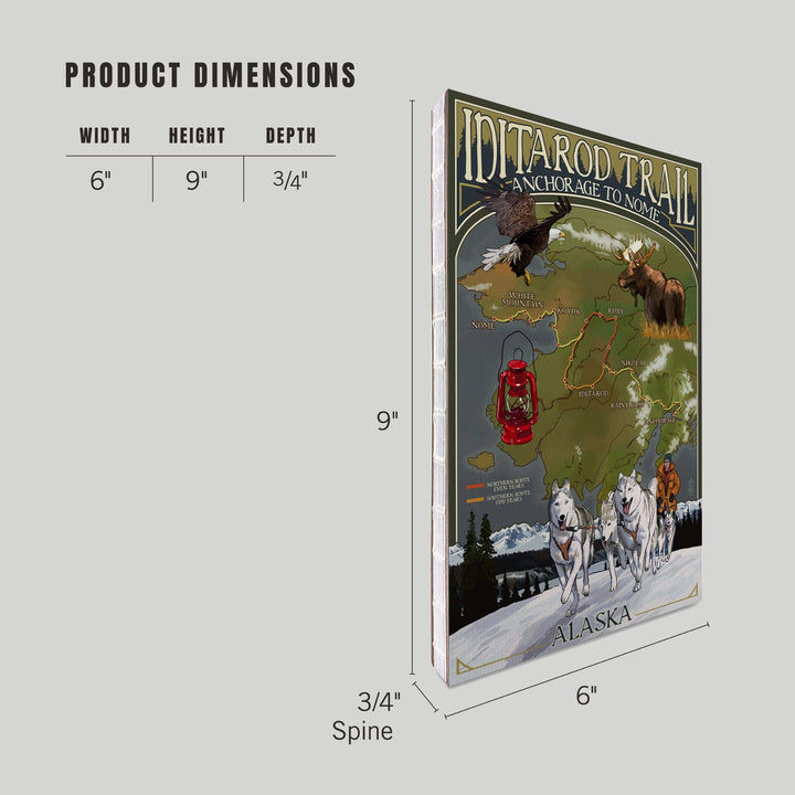 Lined 6x9 Journal, Alaska, Iditarod Trail Topographic Map, Lay Flat, 193 Pages, FSC paper Home Lantern Press