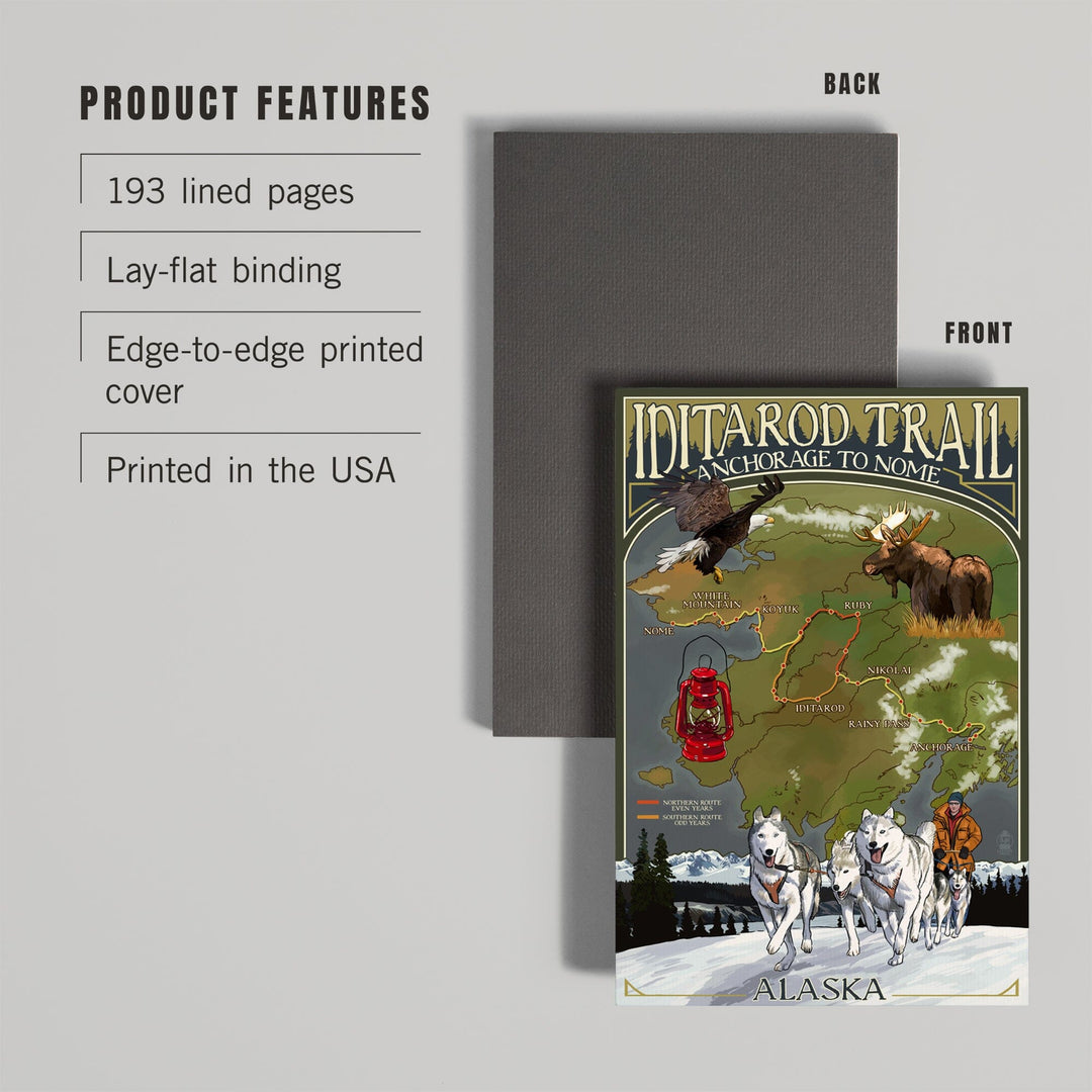 Lined 6x9 Journal, Alaska, Iditarod Trail Topographic Map, Lay Flat, 193 Pages, FSC paper Home Lantern Press