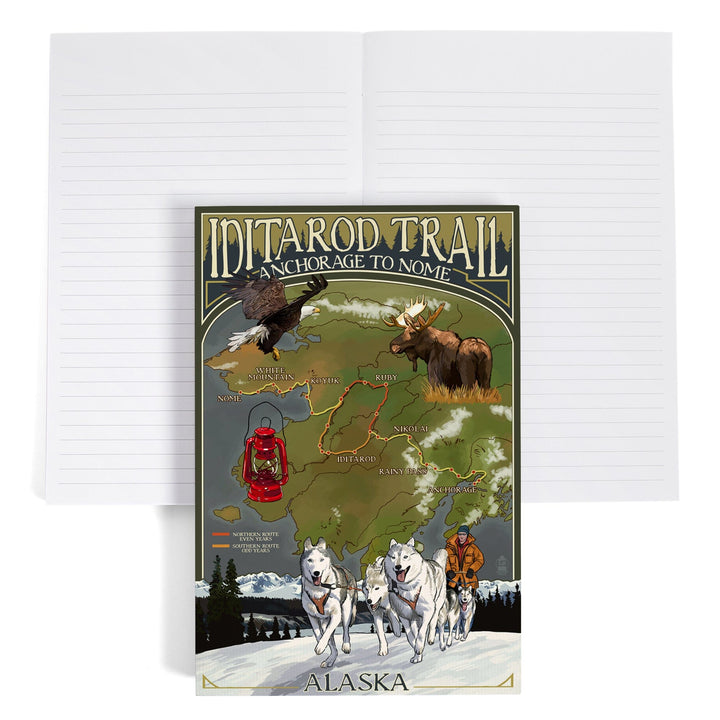 Lined 6x9 Journal, Alaska, Iditarod Trail Topographic Map, Lay Flat, 193 Pages, FSC paper Home Lantern Press
