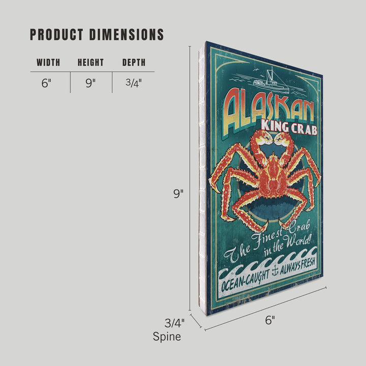 Lined 6x9 Journal, Alaska King Crab Vintage Sign, Lay Flat, 193 Pages, FSC paper Home Lantern Press
