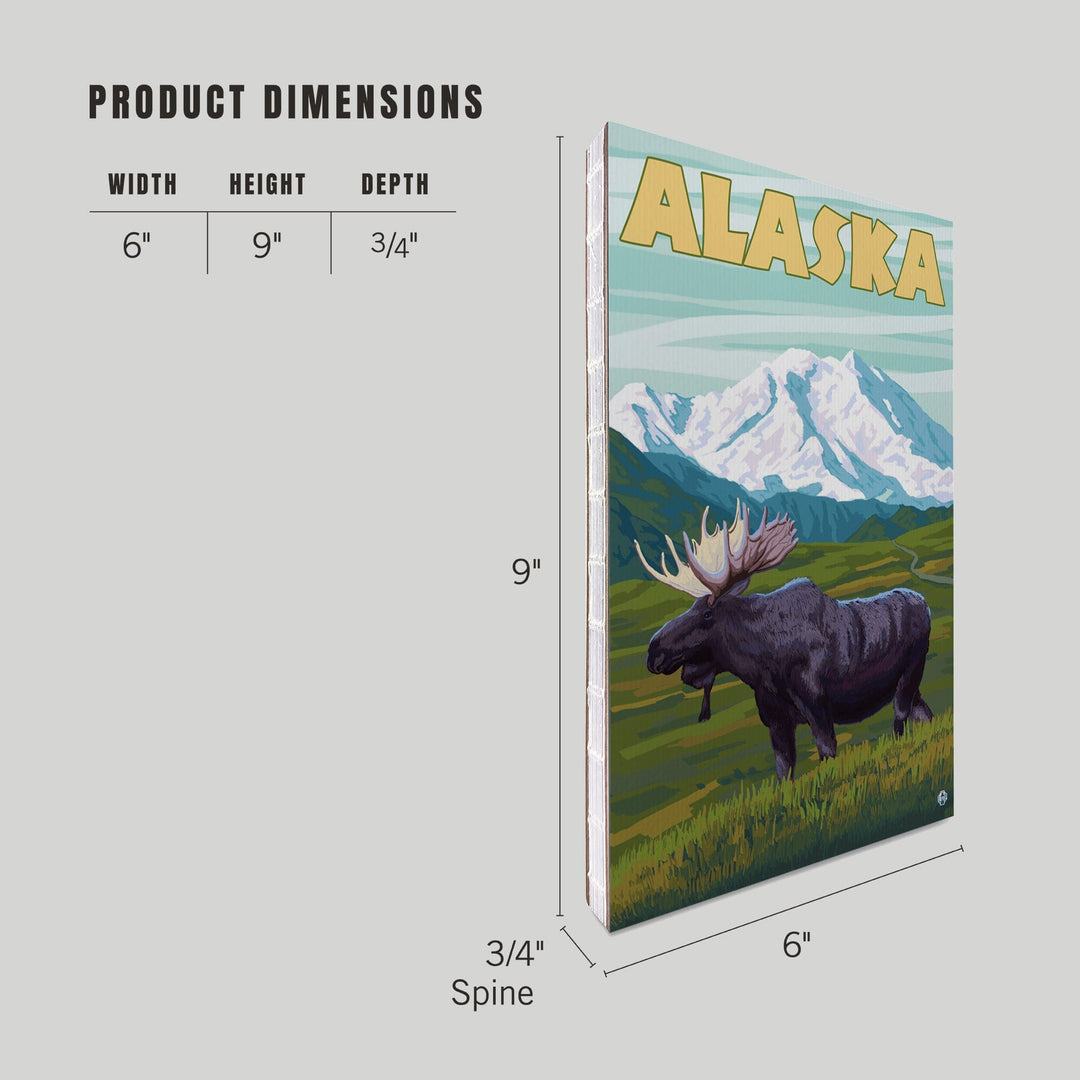 Lined 6x9 Journal, Alaska, Moose and Mountain, Lay Flat, 193 Pages, FSC paper Home Lantern Press