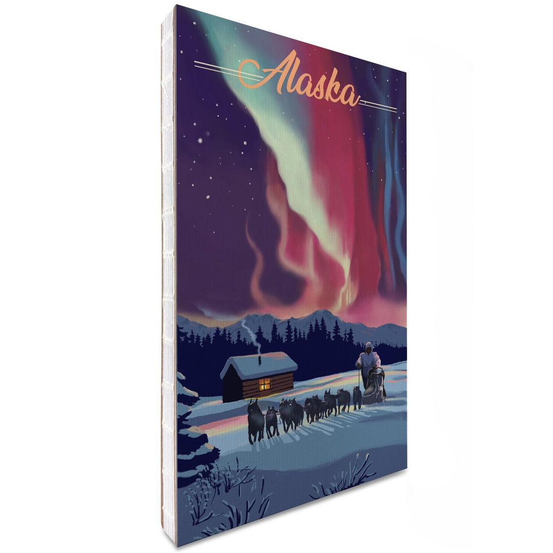Lined 6x9 Journal, Alaska, Northern Lights and Dogsled, Lay Flat, 193 Pages, FSC paper Home Lantern Press