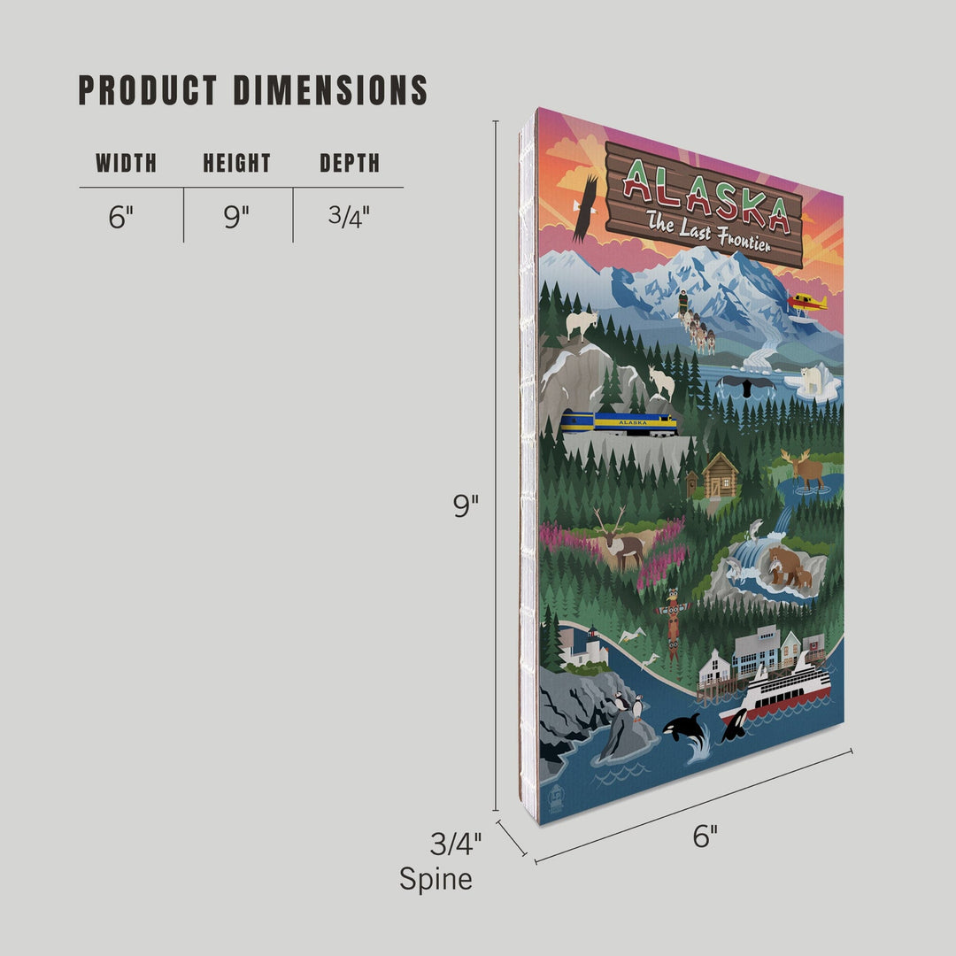 Lined 6x9 Journal, Alaska, Retro Scenes, Lay Flat, 193 Pages, FSC paper Home Lantern Press