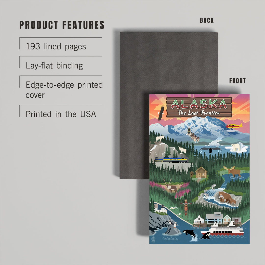 Lined 6x9 Journal, Alaska, Retro Scenes, Lay Flat, 193 Pages, FSC paper Home Lantern Press