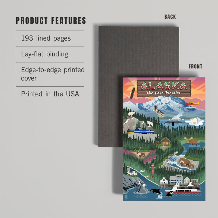 Lined 6x9 Journal, Alaska, Retro Scenes, Lay Flat, 193 Pages, FSC paper Home Lantern Press