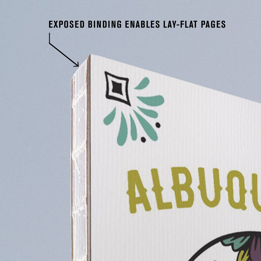 Lined 6x9 Journal, Albuquerque, New Mexico, Day of the Dead, Sugar Skull (White and Magenta), Lay Flat, 193 Pages, FSC paper Home Lantern Press