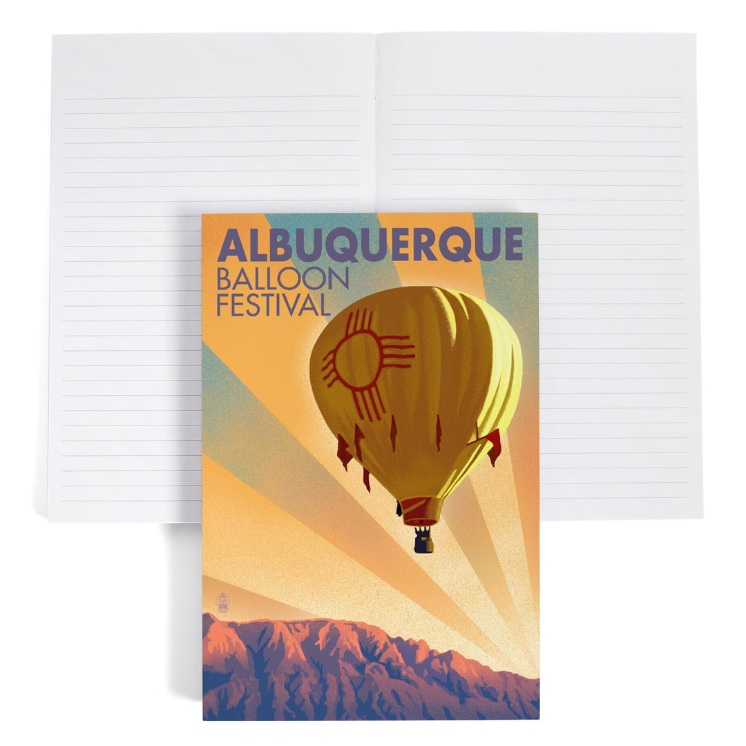 Lined 6x9 Journal, Albuquerque, New Mexico, Hot Air Balloon Festival, Lithograph, Lay Flat, 193 Pages, FSC paper Home Lantern Press