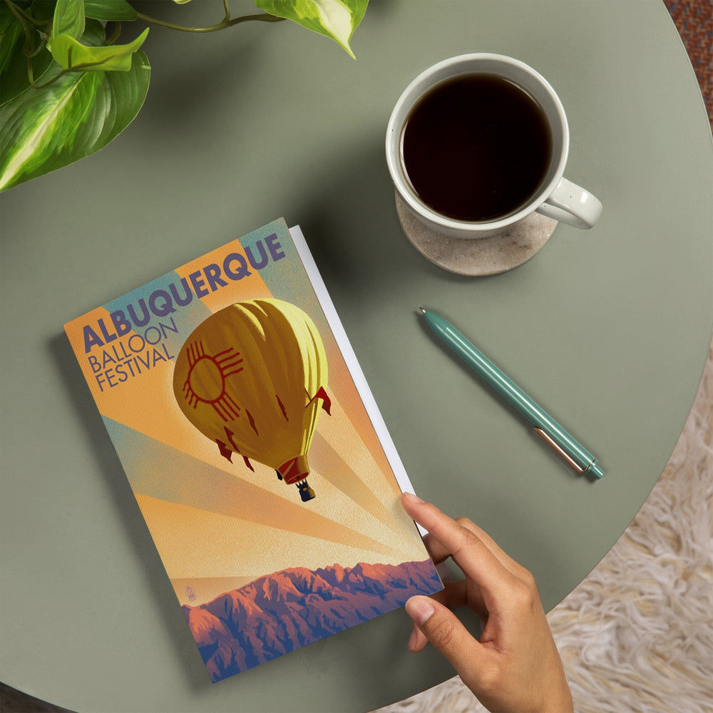 Lined 6x9 Journal, Albuquerque, New Mexico, Hot Air Balloon Festival, Lithograph, Lay Flat, 193 Pages, FSC paper Home Lantern Press