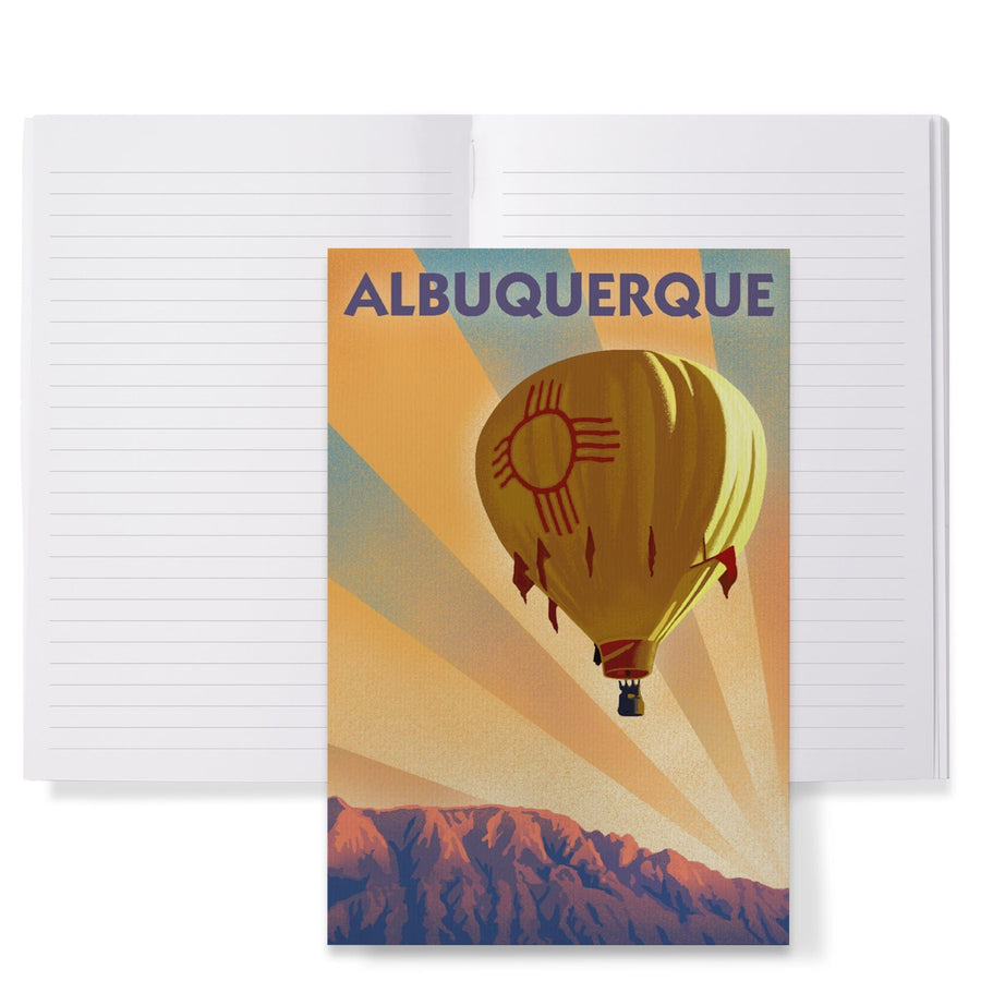 Lined 6x9 Journal, Albuquerque, New Mexico, Hot Air Balloon, Lithograph, Lay Flat, 193 Pages, FSC paper Home Lantern Press