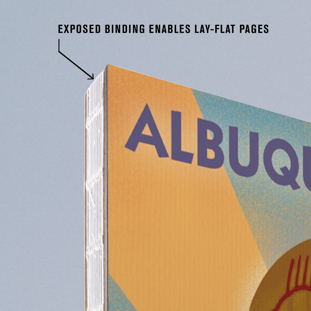 Lined 6x9 Journal, Albuquerque, New Mexico, Hot Air Balloon, Lithograph, Lay Flat, 193 Pages, FSC paper Home Lantern Press