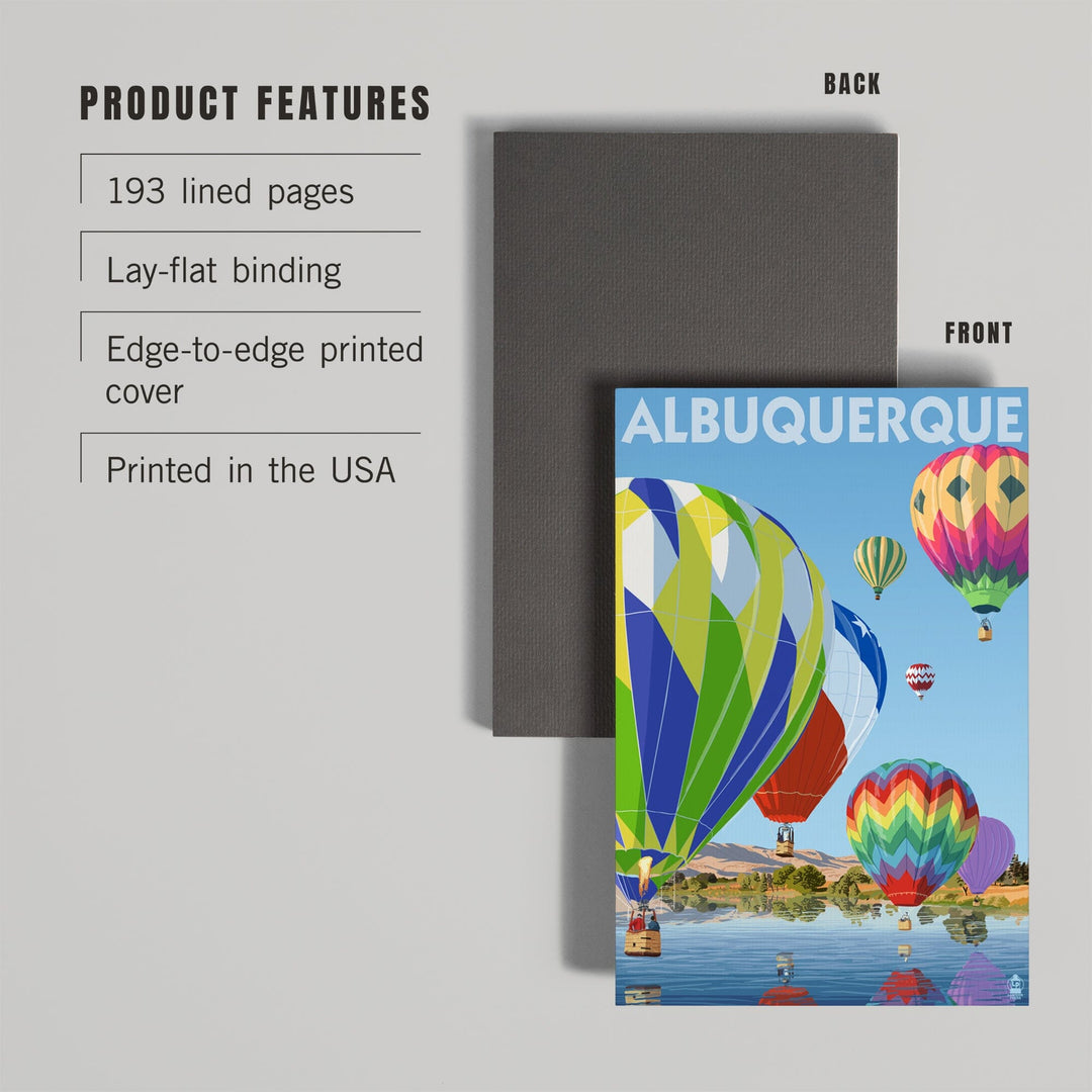 Lined 6x9 Journal, Albuquerque, New Mexico, Hot Air Balloons, Lay Flat, 193 Pages, FSC paper Home Lantern Press