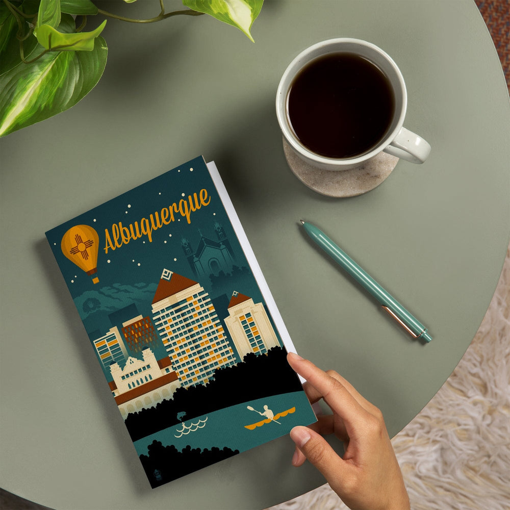 Lined 6x9 Journal, Albuquerque, New Mexico, Retro Skyline, Lay Flat, 193 Pages, FSC paper Home Lantern Press