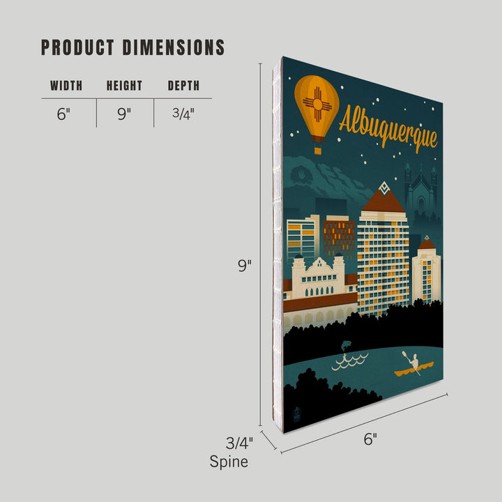 Lined 6x9 Journal, Albuquerque, New Mexico, Retro Skyline, Lay Flat, 193 Pages, FSC paper Home Lantern Press