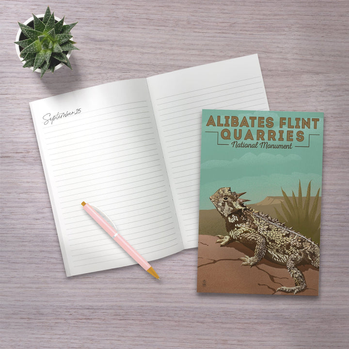Lined 6x9 Journal, Alibates Flint Quarries National Monument, Texas, Horned Lizard, Lithograph, Lay Flat, 193 Pages, FSC paper Home Lantern Press