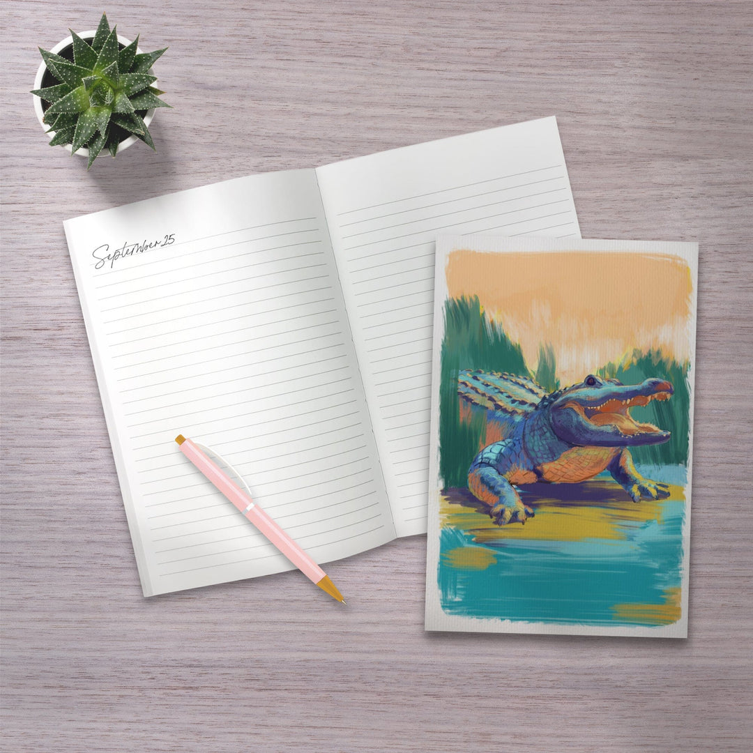 Lined 6x9 Journal, Alligator, Vivid, Lay Flat, 193 Pages, FSC paper Home Lantern Press