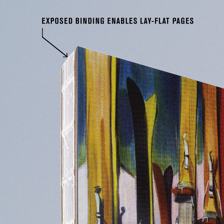 Lined 6x9 Journal, Alta, Utah, Colorful Skis, Lay Flat, 193 Pages, FSC paper Home Lantern Press