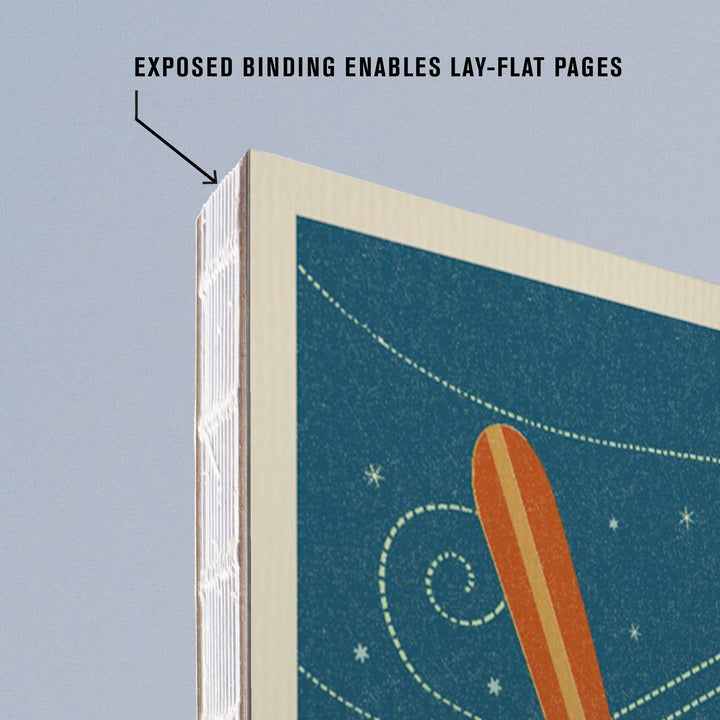 Lined 6x9 Journal, Alta, Utah, Crossed Skis, Letterpress, Lay Flat, 193 Pages, FSC paper Home Lantern Press