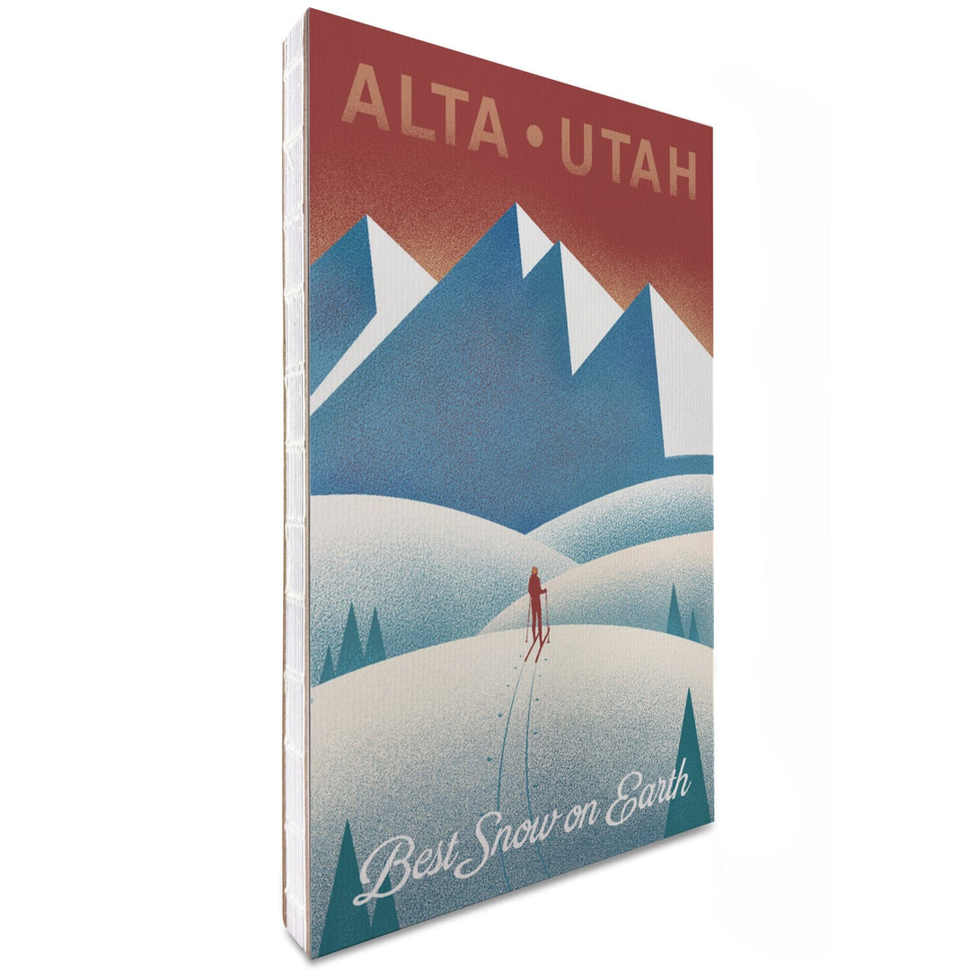 Lined 6x9 Journal, Alta, Utah, Skier In the Mountains, Litho, Lay Flat, 193 Pages, FSC paper Home Lantern Press