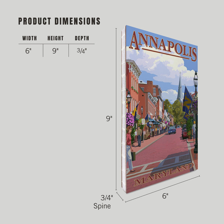 Lined 6x9 Journal, Annapolis, Maryland, Street View, Lay Flat, 193 Pages, FSC paper Home Lantern Press